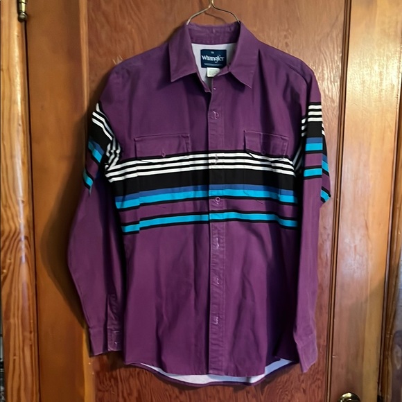 Vintage Wrangler Purple Striped Button-up Shirt - Picture 1 of 3